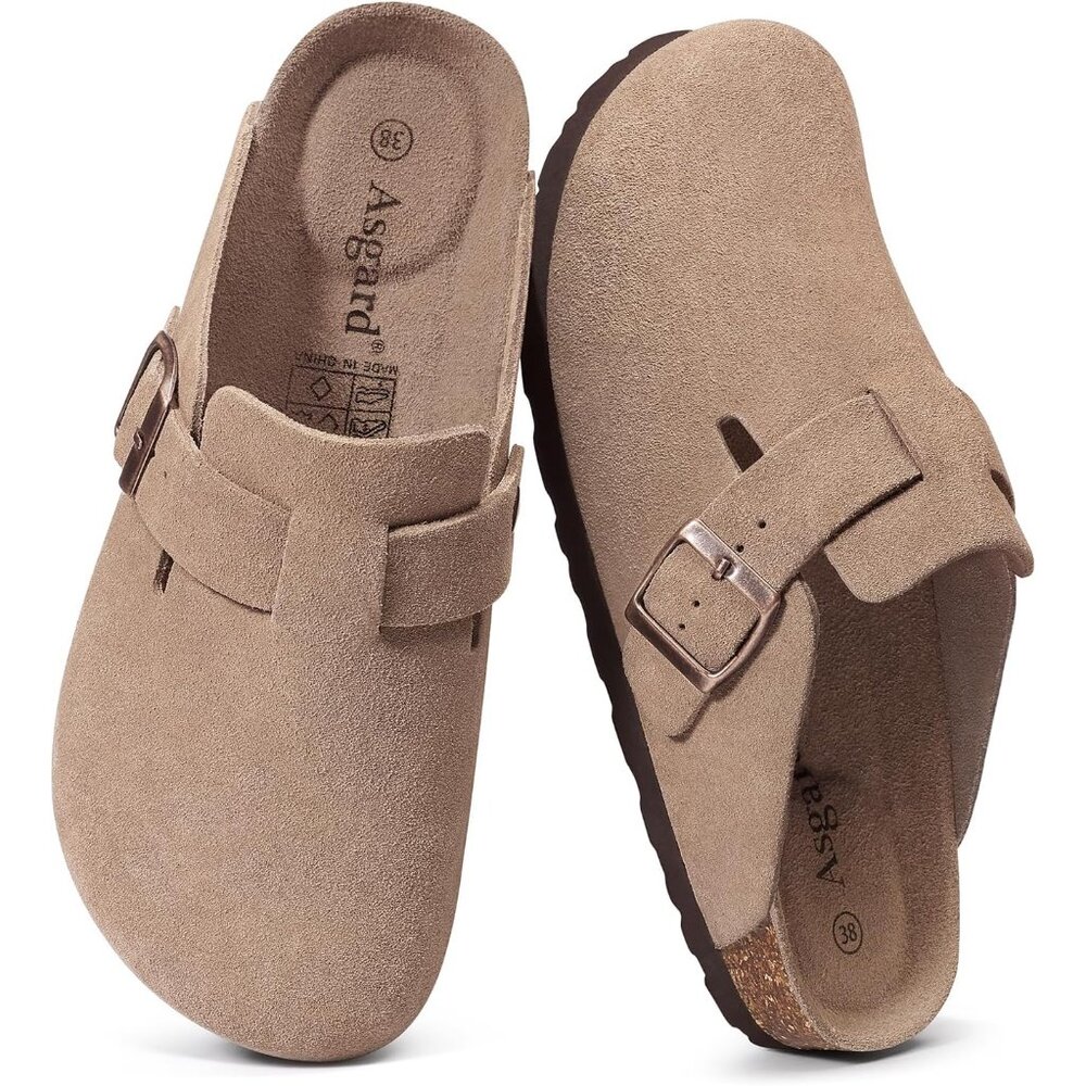 Genuine Suede Clogs for Women Men Leather Mules Arch Support Potato Shoes with C